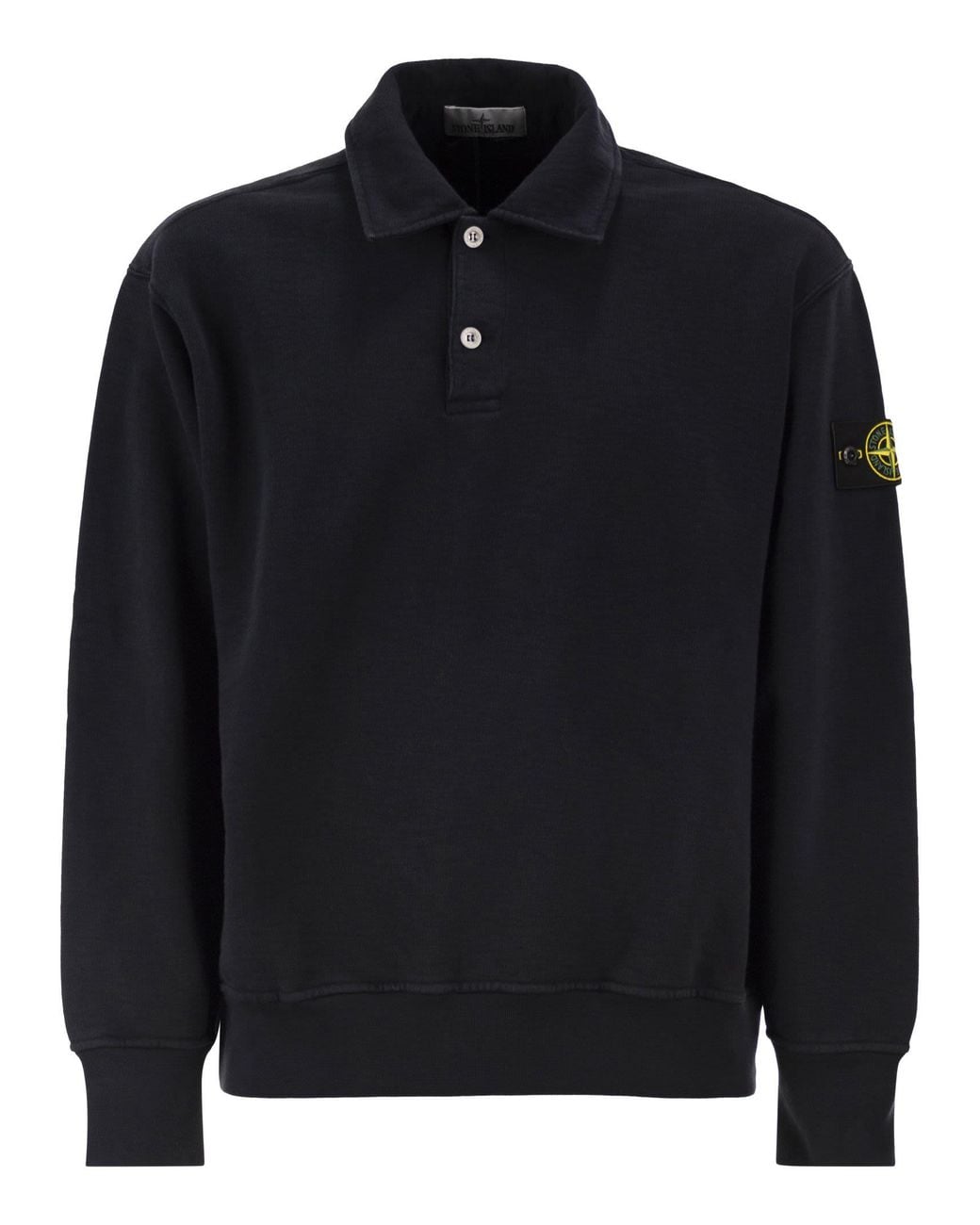 Stone Island Blue Cotton Sweatshirt With Polo Collar for men