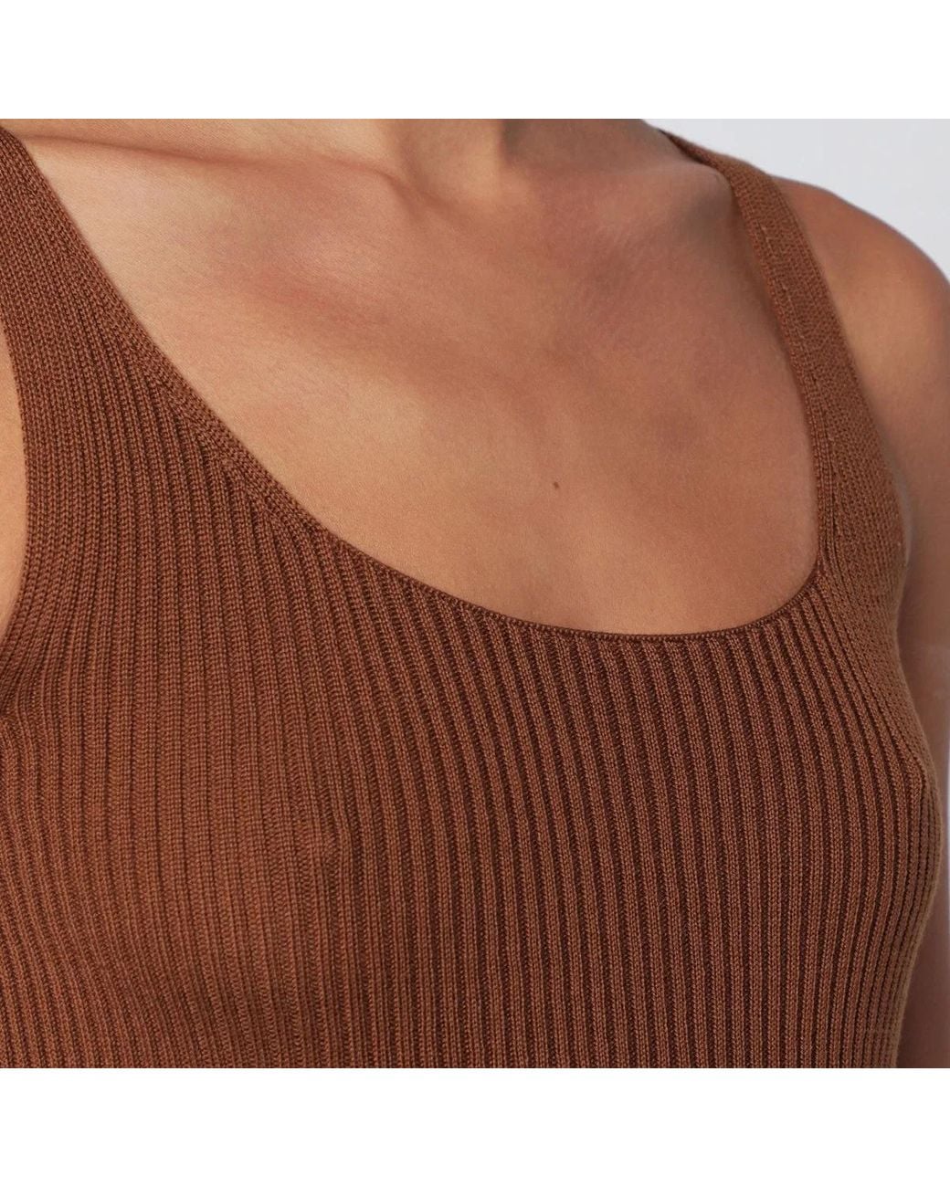 Roberto Collina Blue Tobacco-Coloured Wool Tank Top