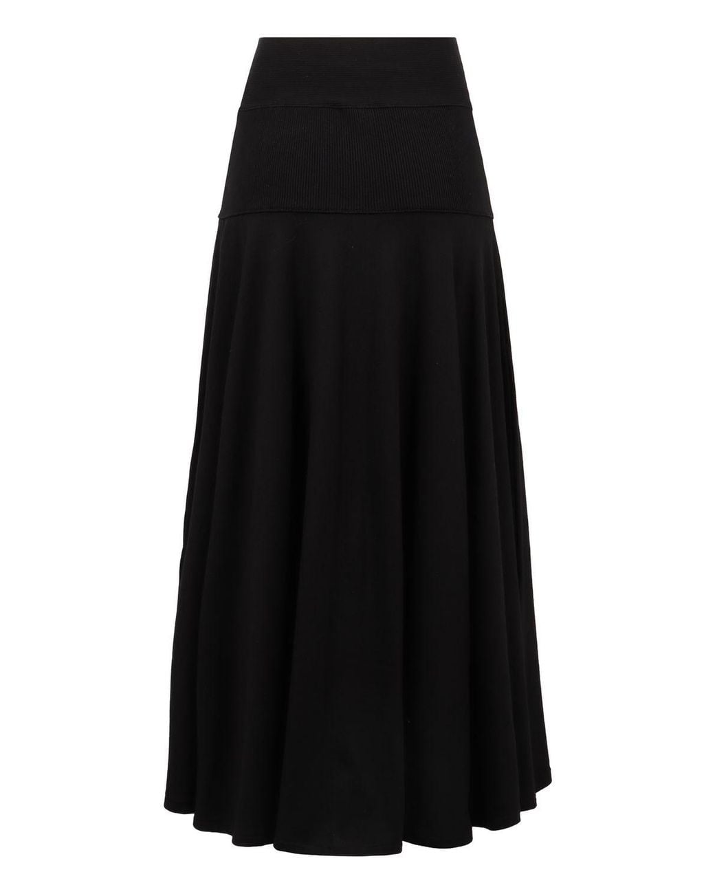 Plan C Black A-Line Midi Skirt