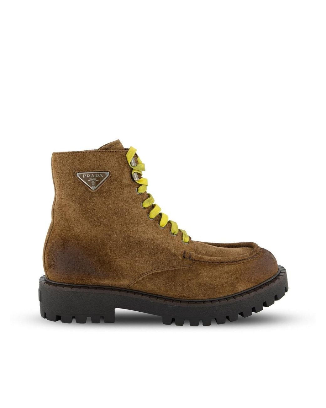 Prada Brown Suede Lace-Up Ankle Boots for men
