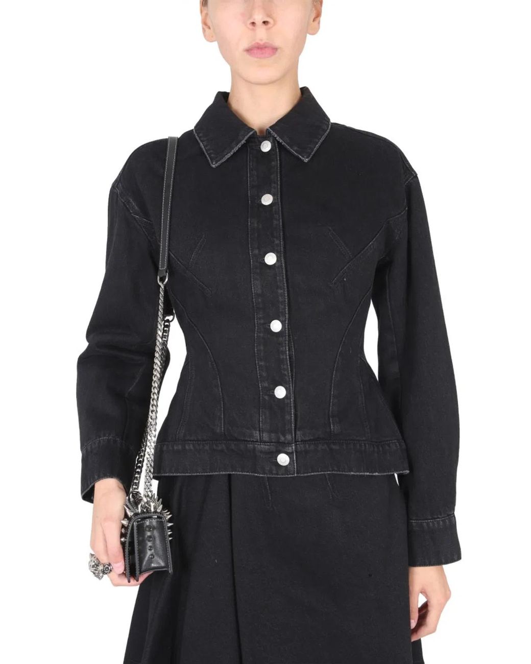 McQueen Black Hybrid Denim Jacket