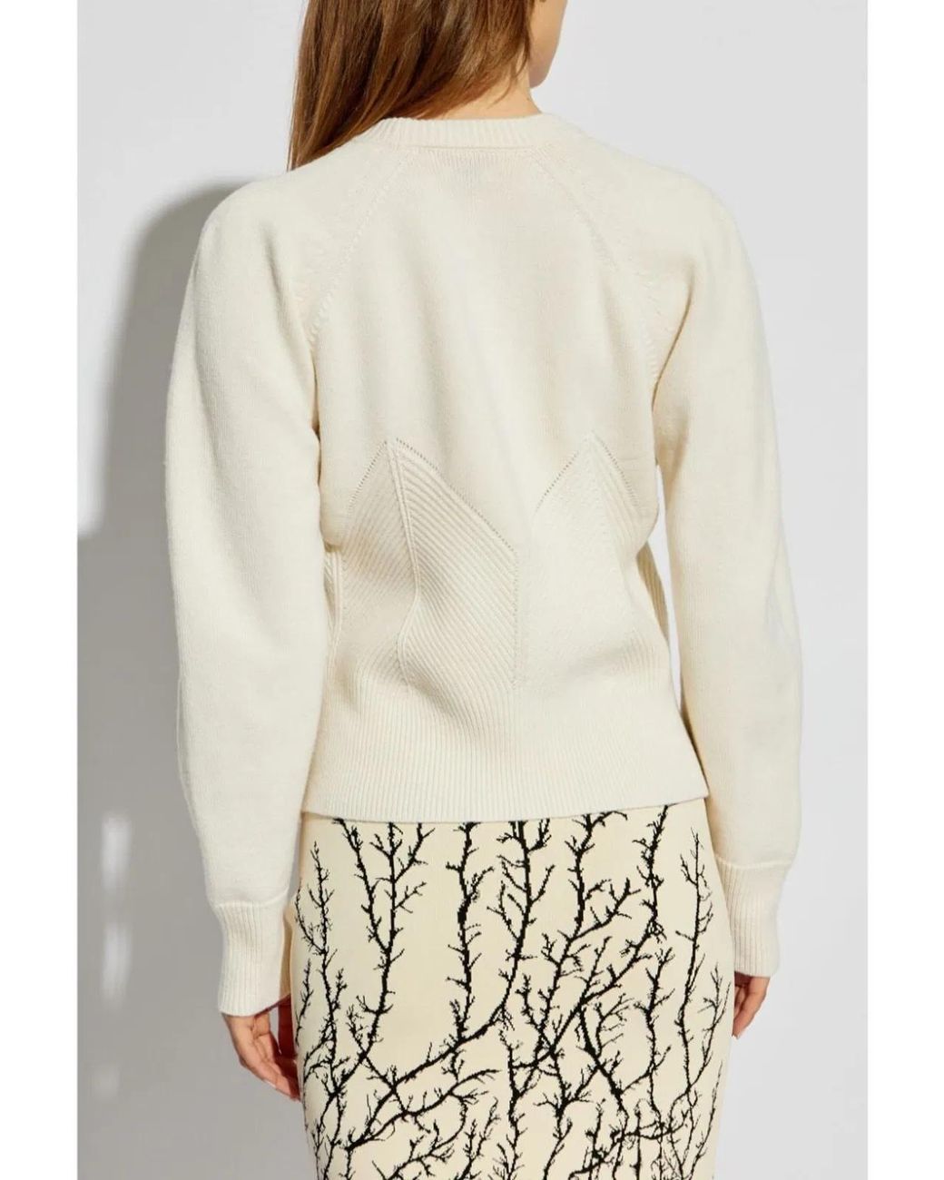 McQueen Natural Cream Geometric-Pattern Sweater