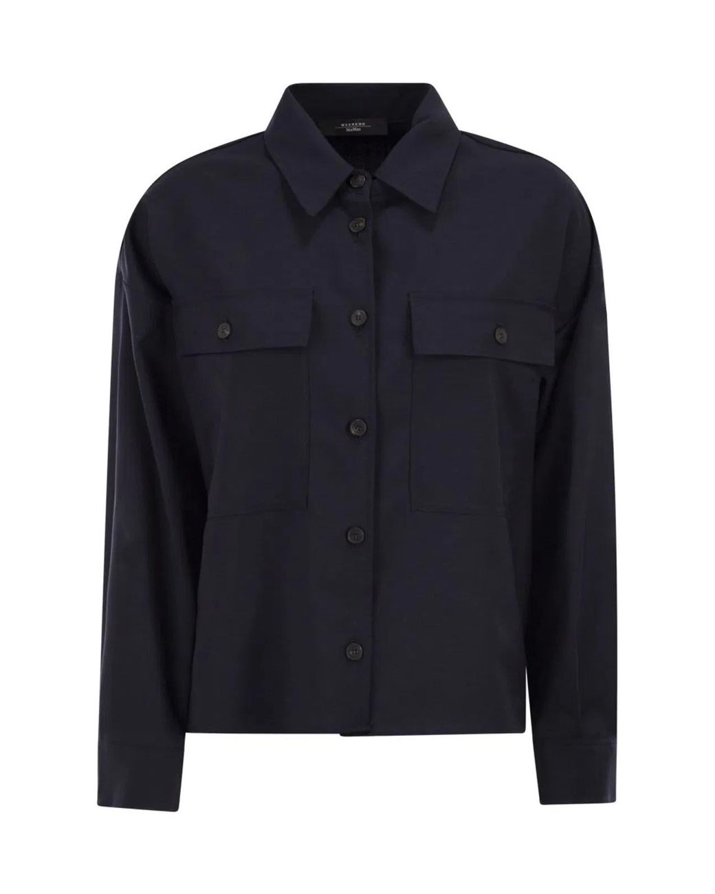 Weekend by Maxmara Blue Mulino Blouse With Pockets