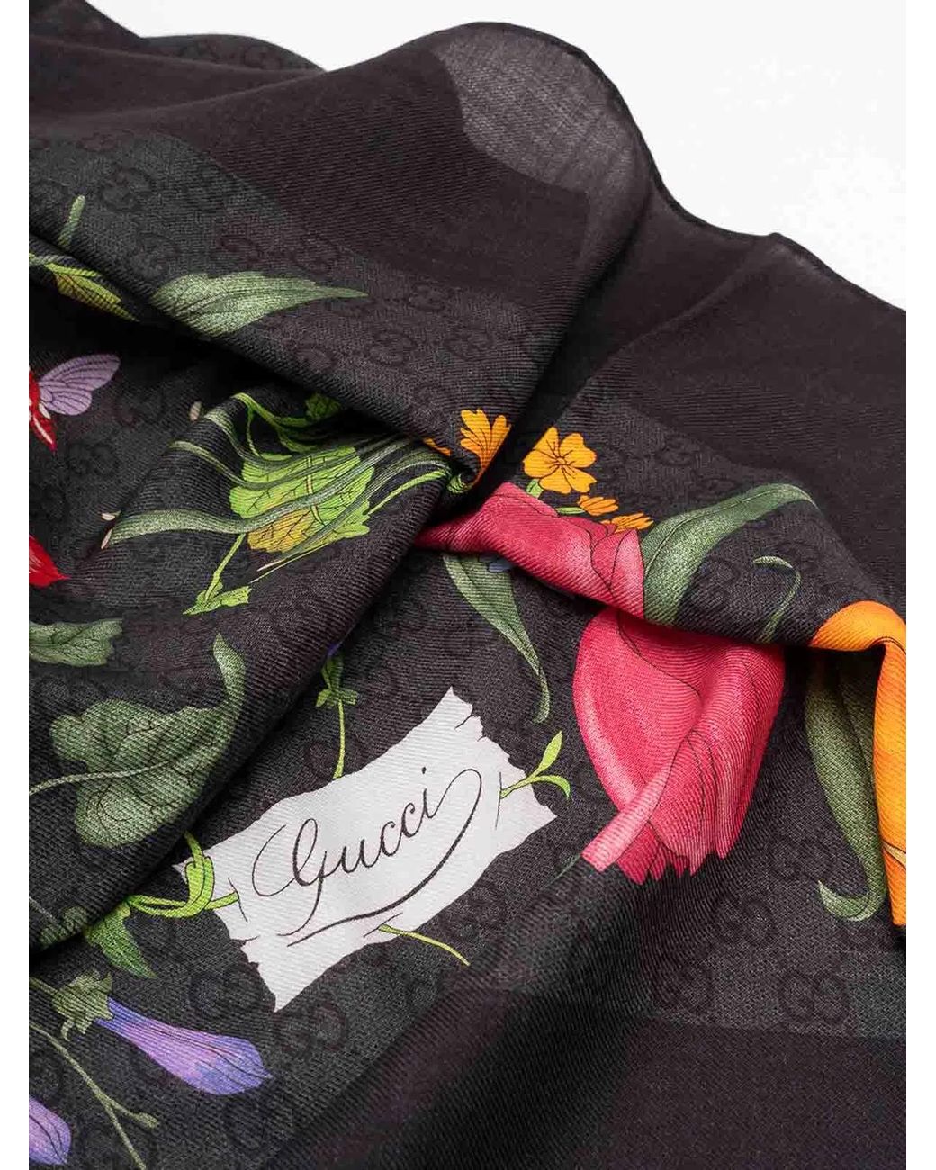 Gucci Black 'Flora' Foulard