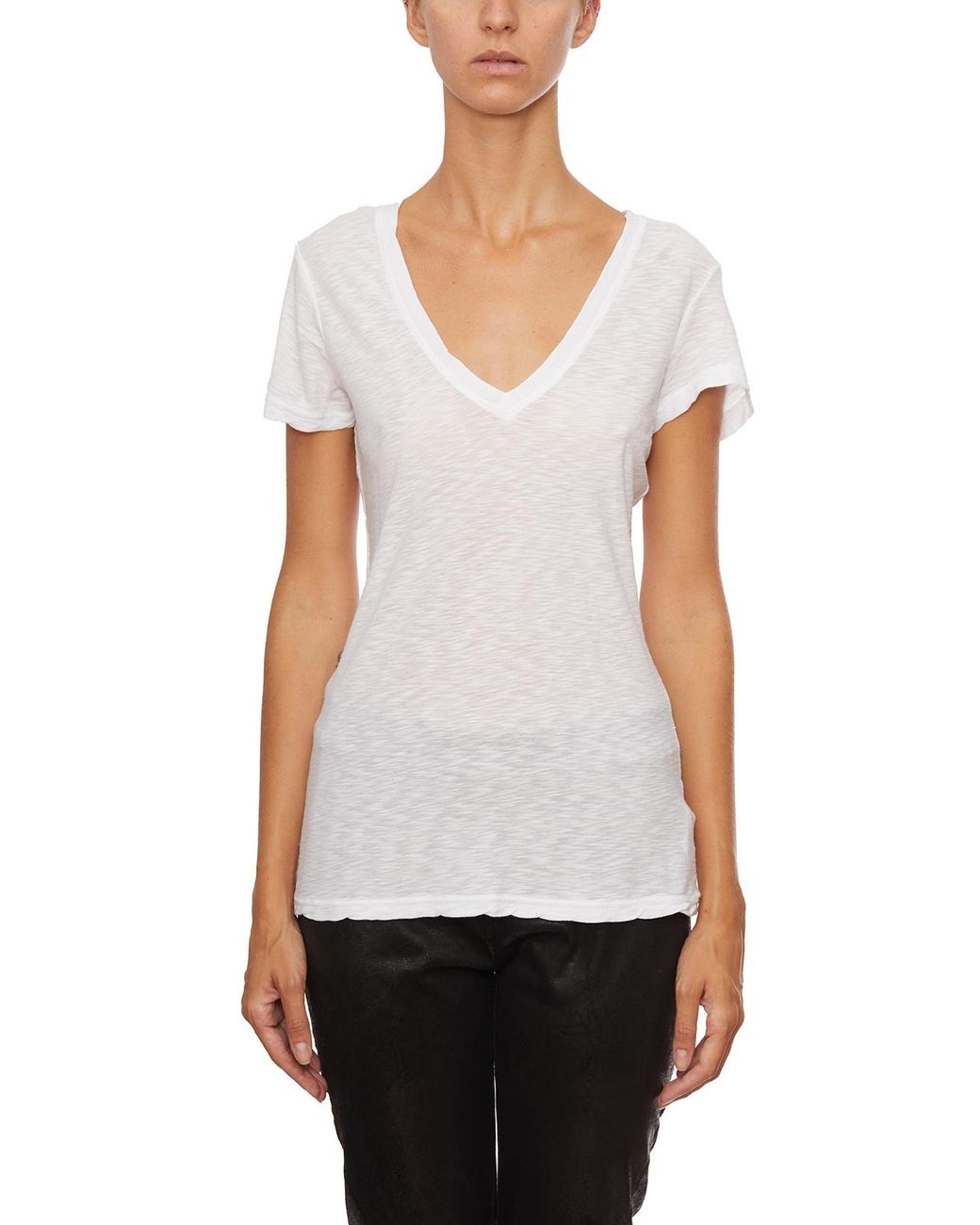 James Perse White Cotton V Neck T-Shirt