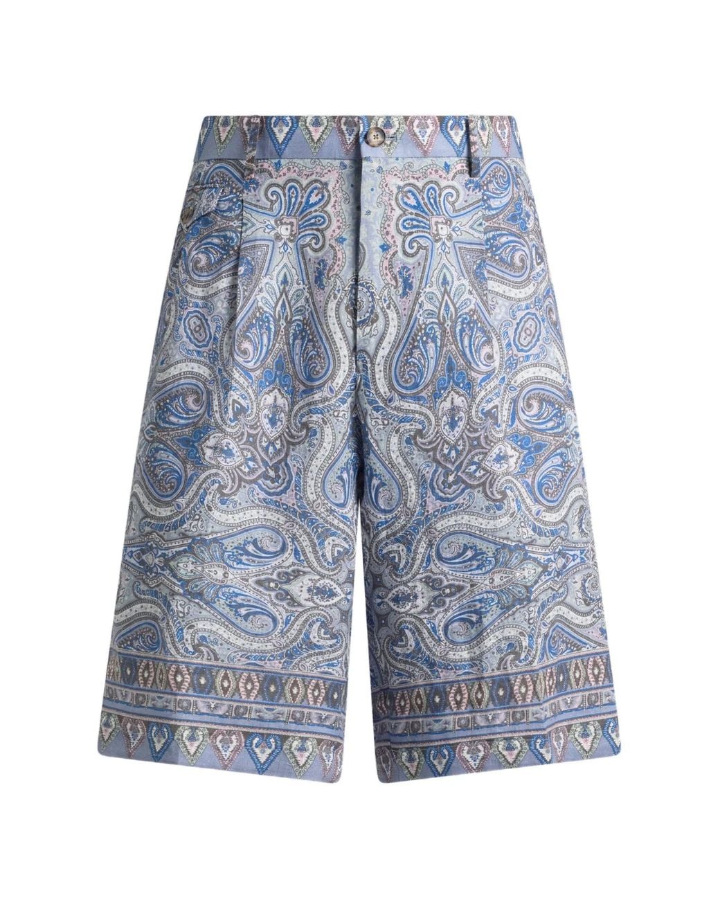 Etro Blue Linen Cotton Shorts