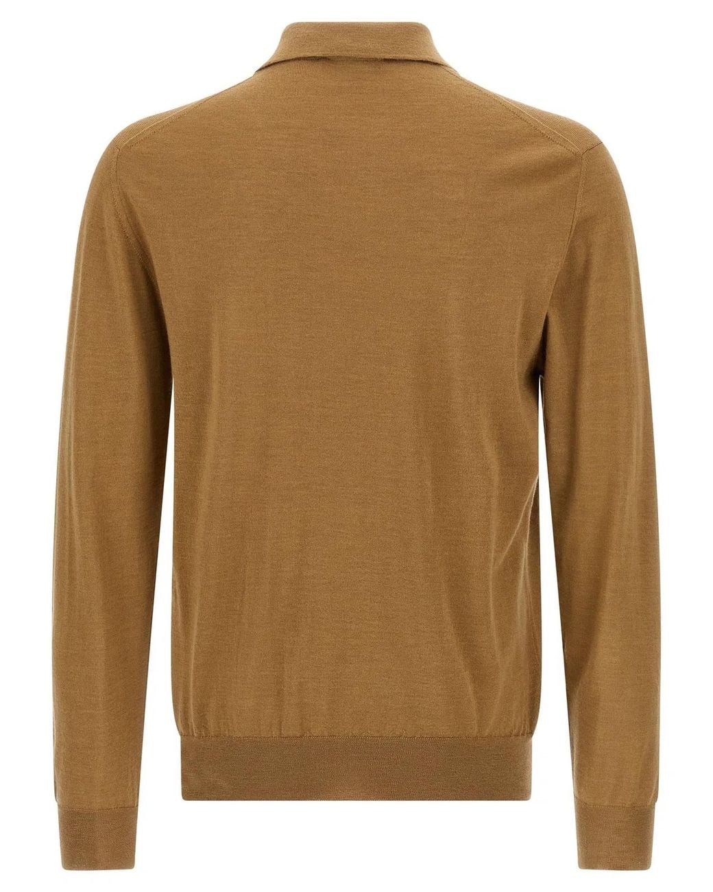 Zanone Brown Virgin Wool Polo Shirt for men