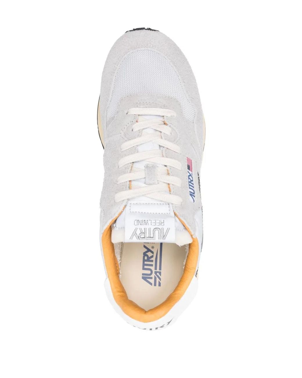 Autry White Calf Suede Calf Leather Mesh Panelled Flat Shoes for men