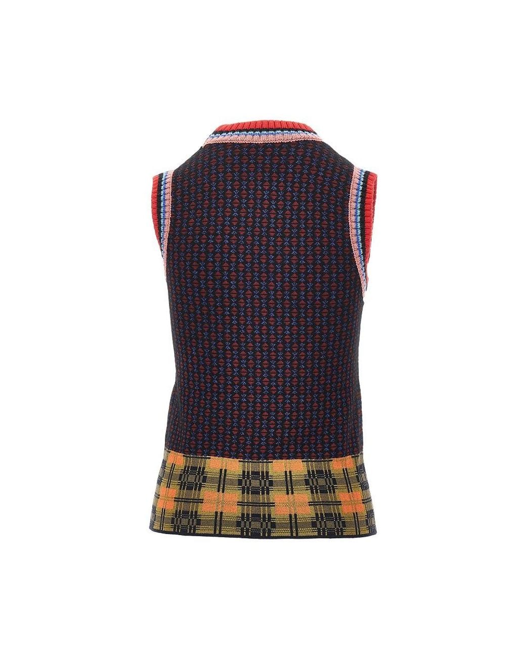 Dries Van Noten Blue Jacquard Wool-Blend Vest