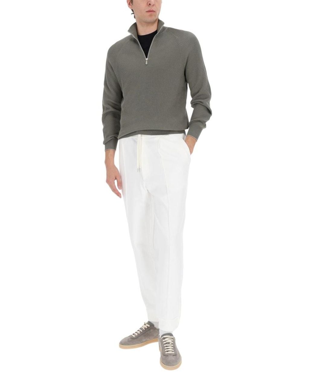 Brunello Cucinelli Gray Shirt With Zip for men
