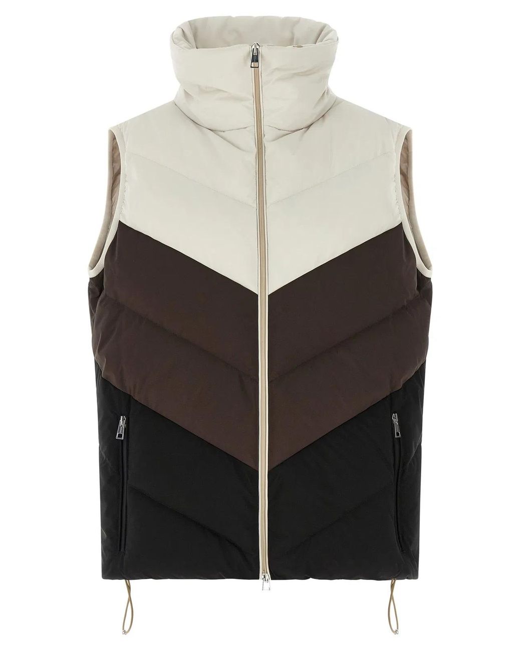 Kiton Gray Chevron Stitching Padded Vest