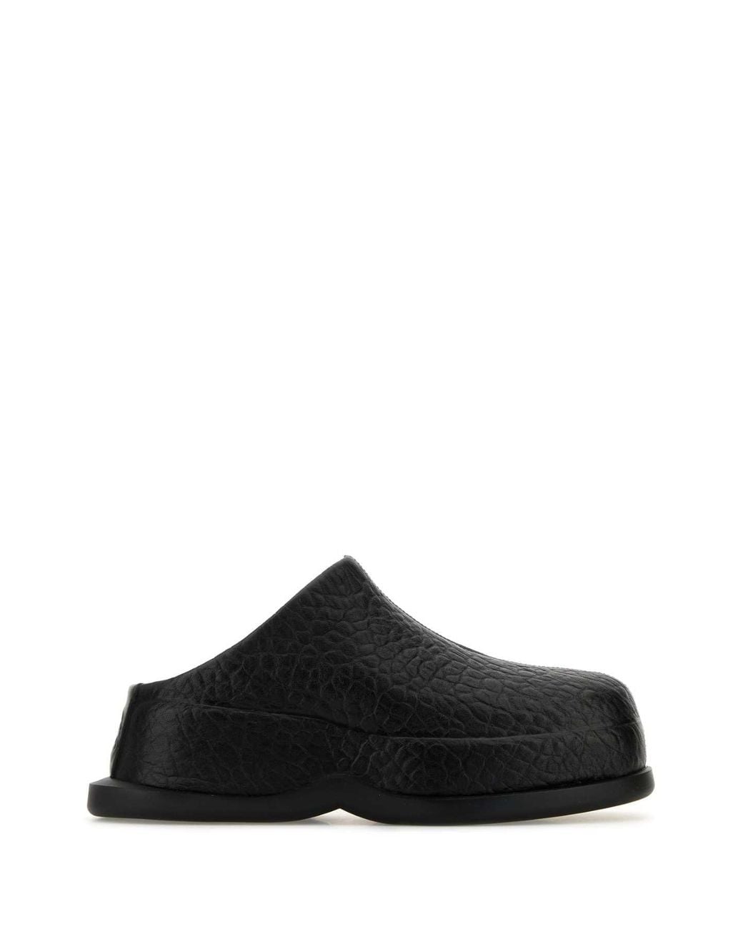 Alexander McQueen Black Leather Wave Slippers Sandal