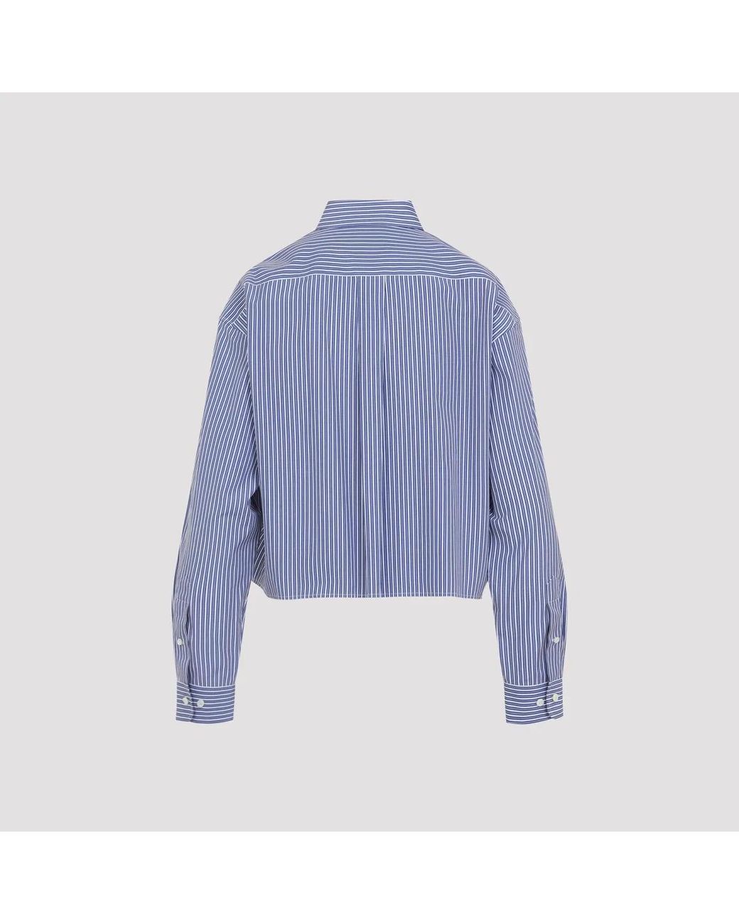 Miu Miu Blue Micro Pinstripe Poplin Shirt
