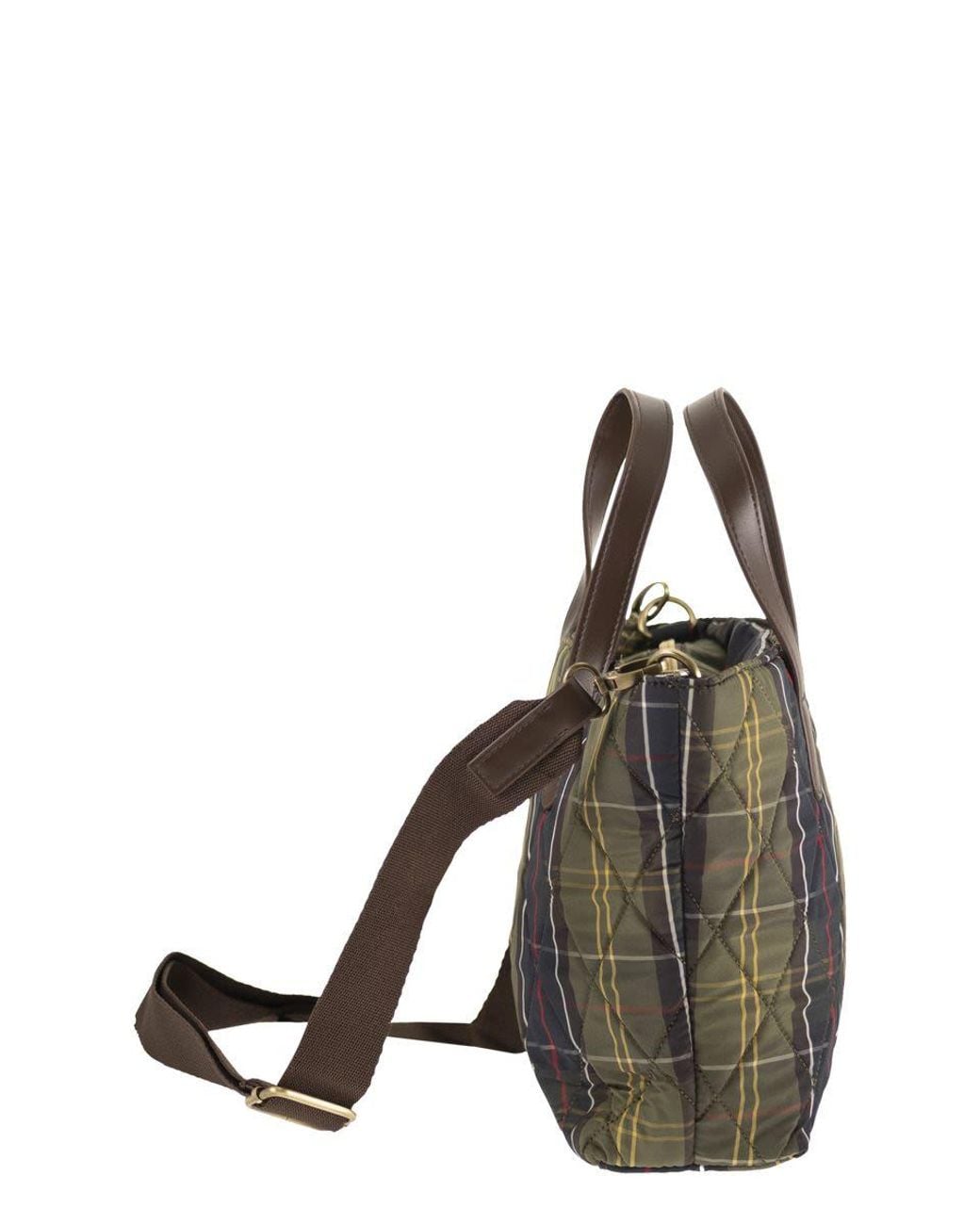 Barbour Black Quilted Tartan Tote Bag