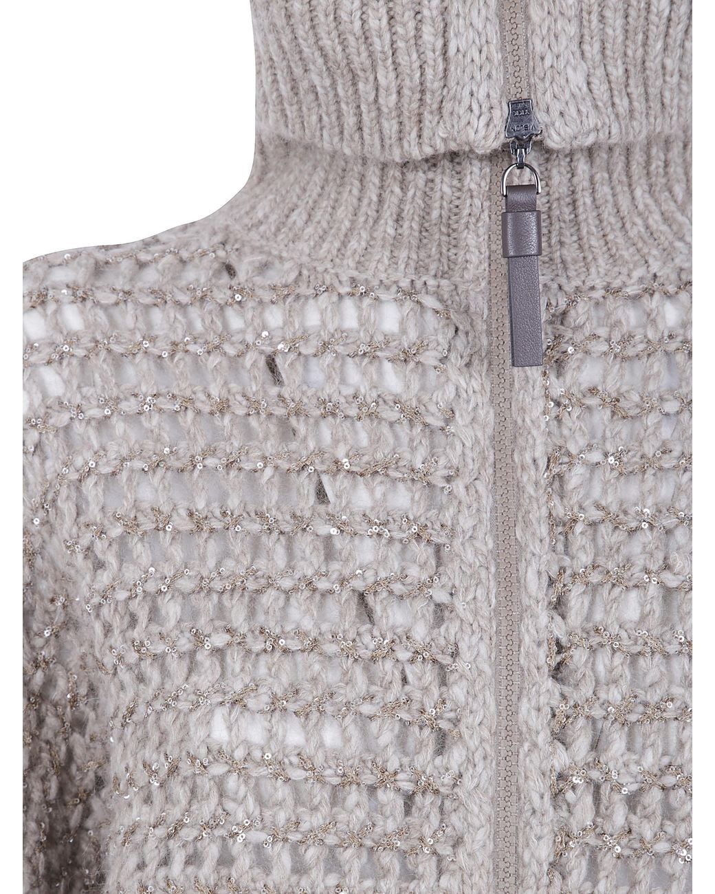 Brunello Cucinelli Gray Cashmere Cardigan With Central Pocket