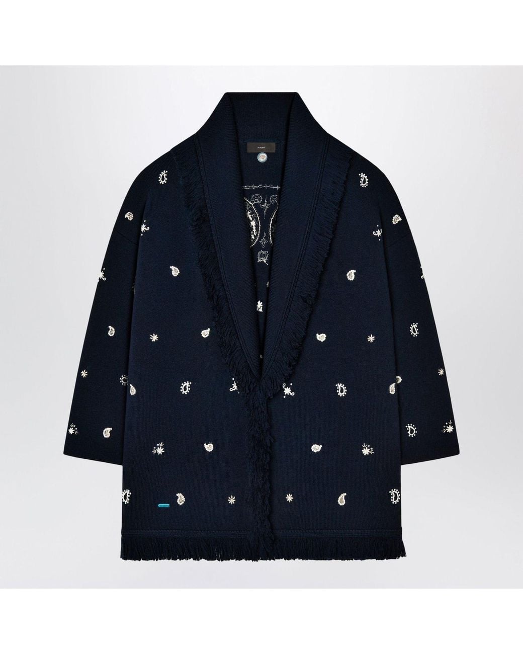 Alanui Blue Echoes Of The Bandana Wool Cardigan