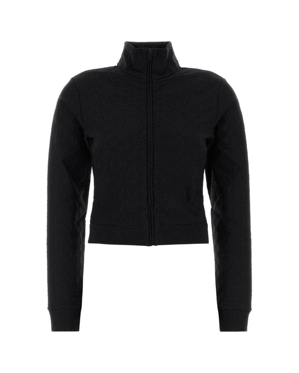 Gucci Blue Gg Jacquard Jersey Jacket With Zip