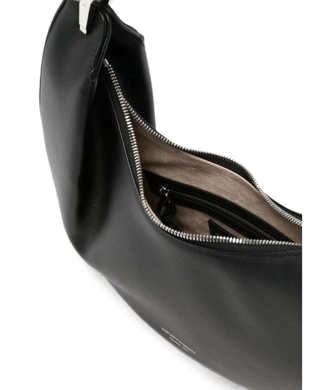 Emporio Armani Black Medium Leather Hobo Bag