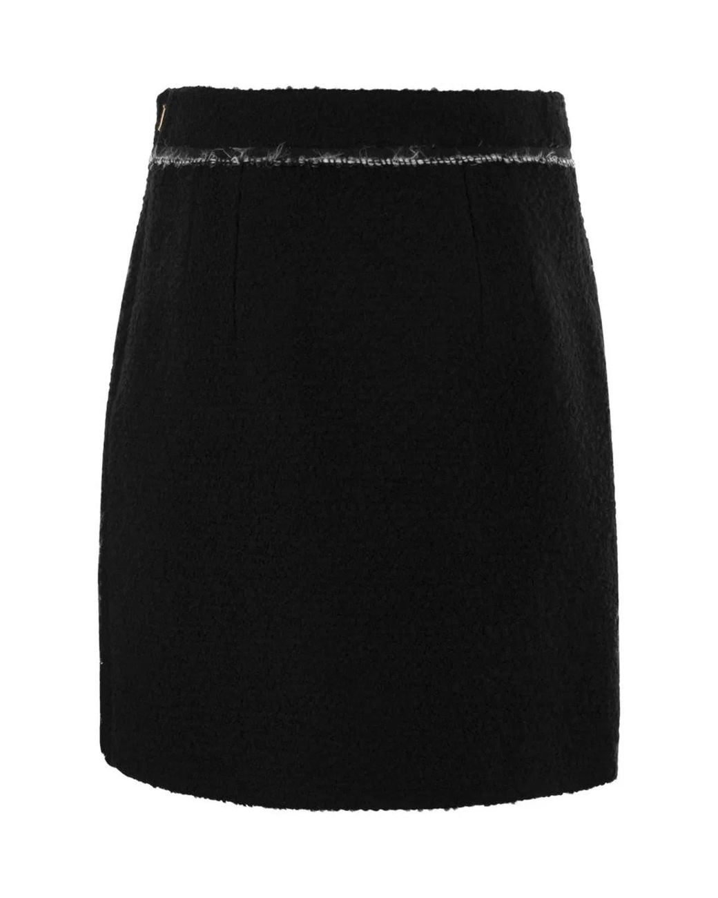 Fay Black Wool Short Skirt