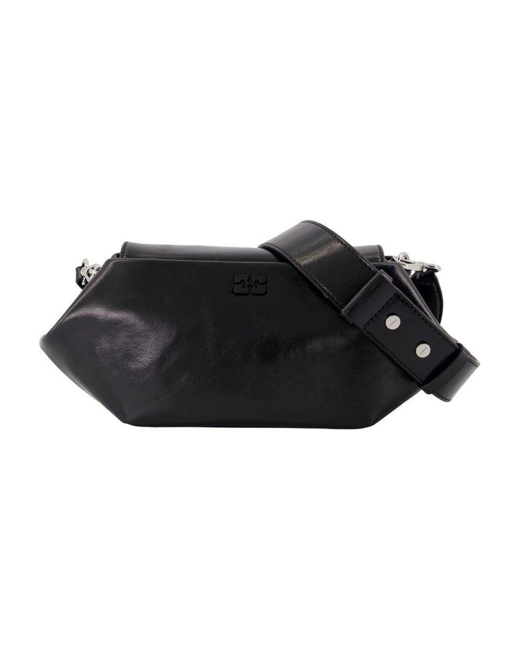 Ganni Black Bou East/West Box Shoulder Bag