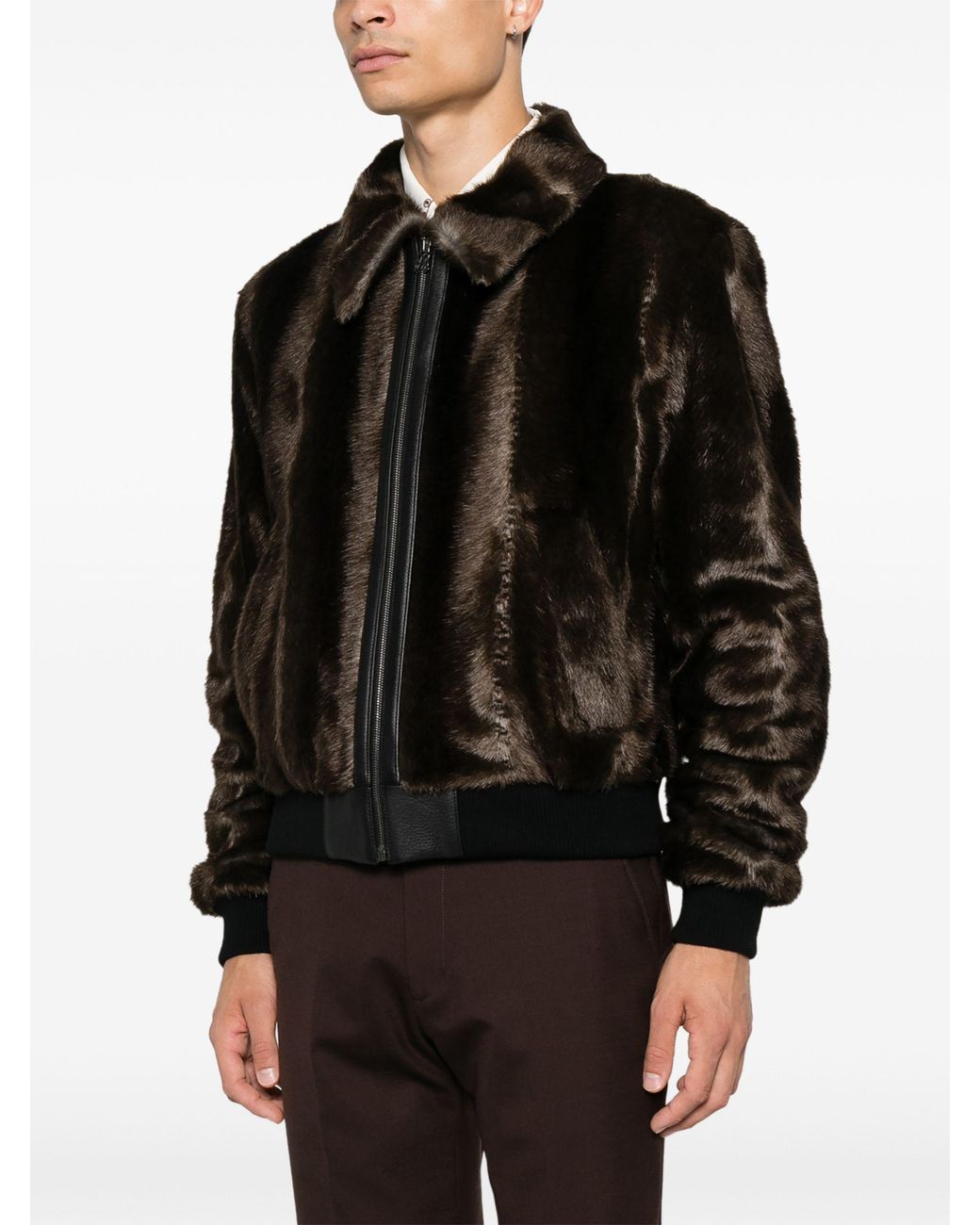 Amiri Black Faux Fur Blouson Jacket for men
