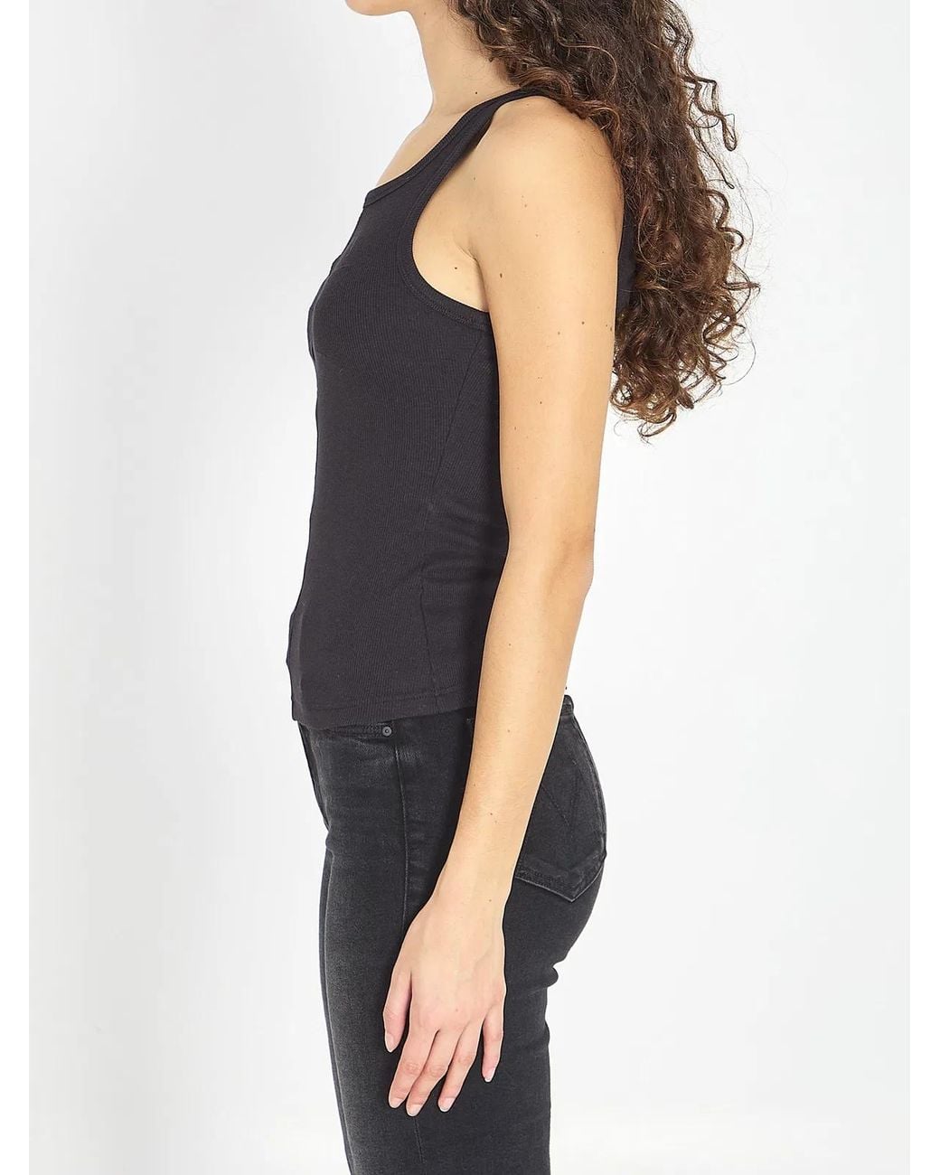 Alaïa Black Alaia Darts Cotton Tank Top