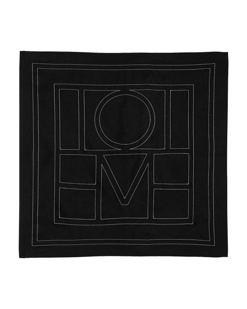 Totême Black Silk Scarf With Embroidery