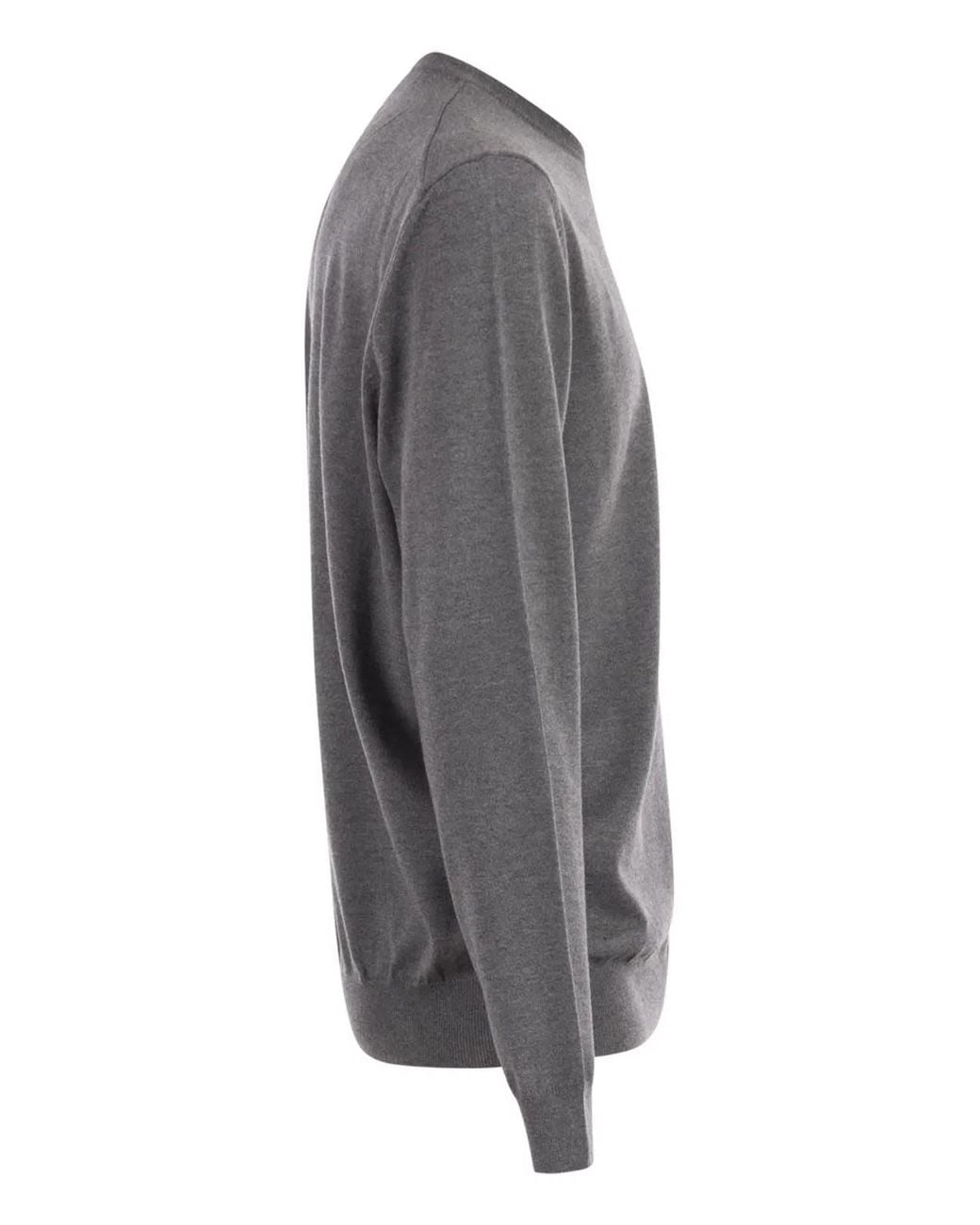Boss Gray Regular Fit Virgin Wool Jumper With Embroidered Logo for men