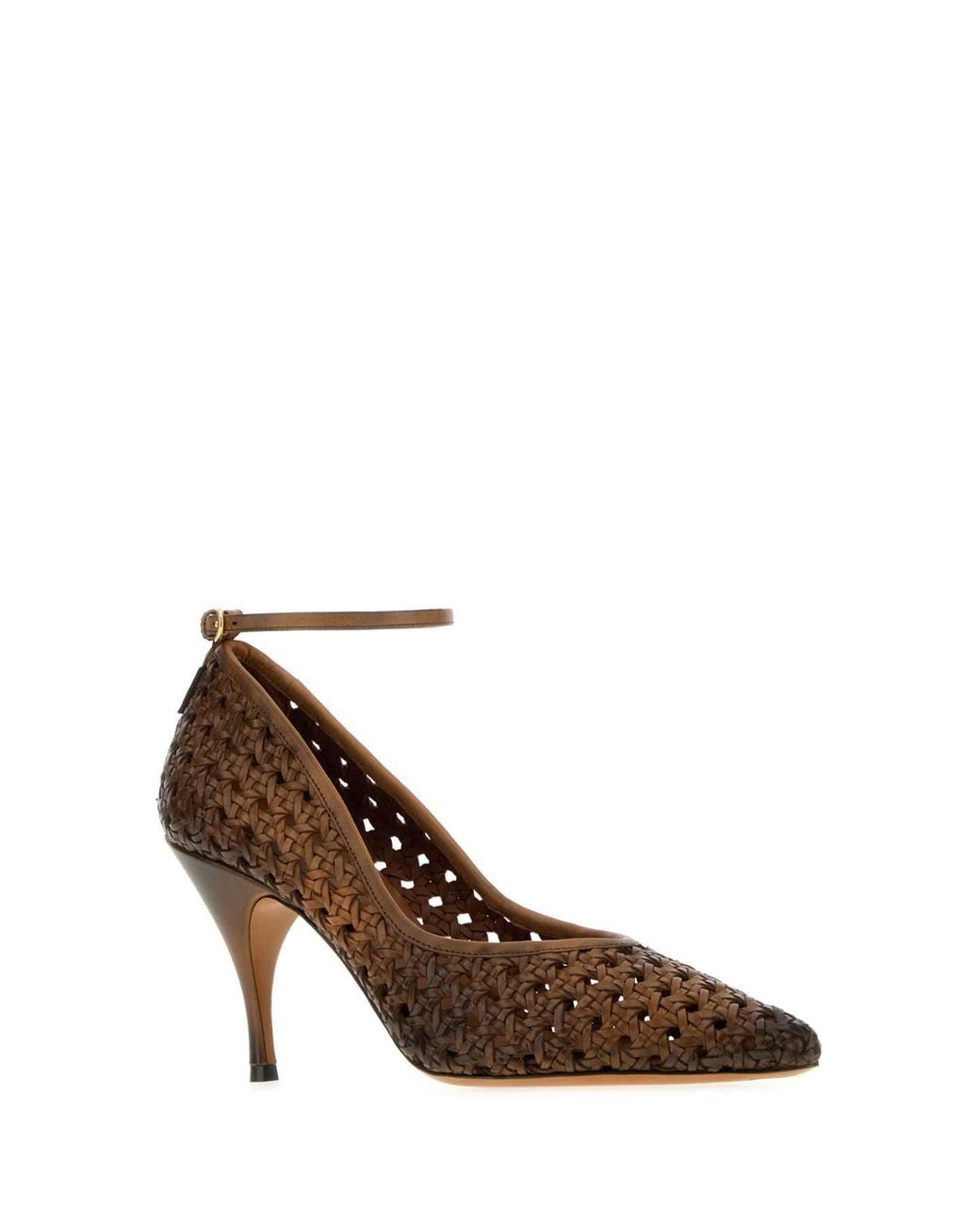 Miu Miu Brown Woven Leather Pumps