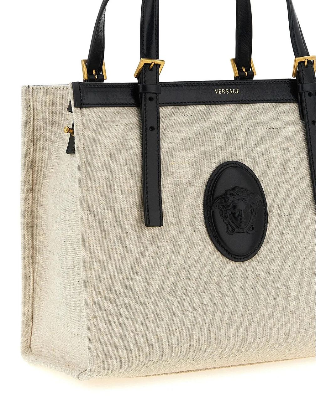Versace Black Leather Tote Bag