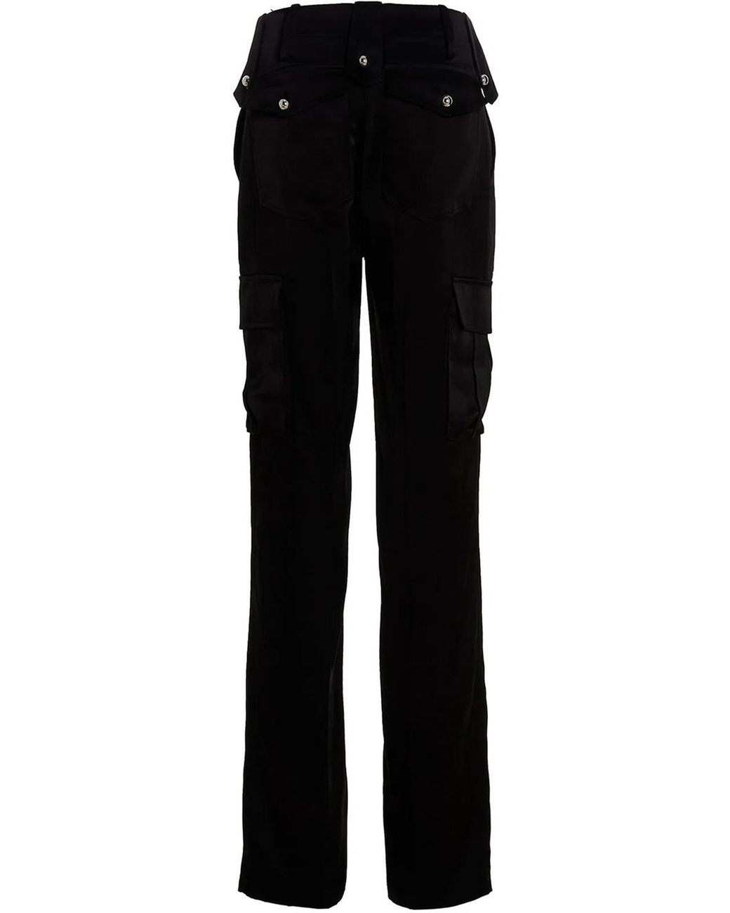 David Koma Black Satin-Finish Cargo Pants With Multi-Pockets