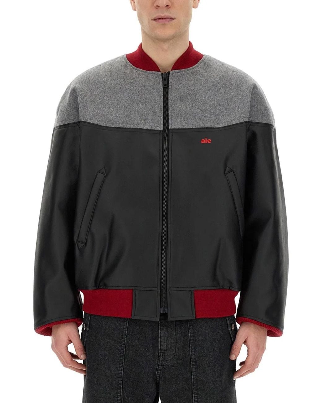 A.I.E. Gray Jacket With Logo for men