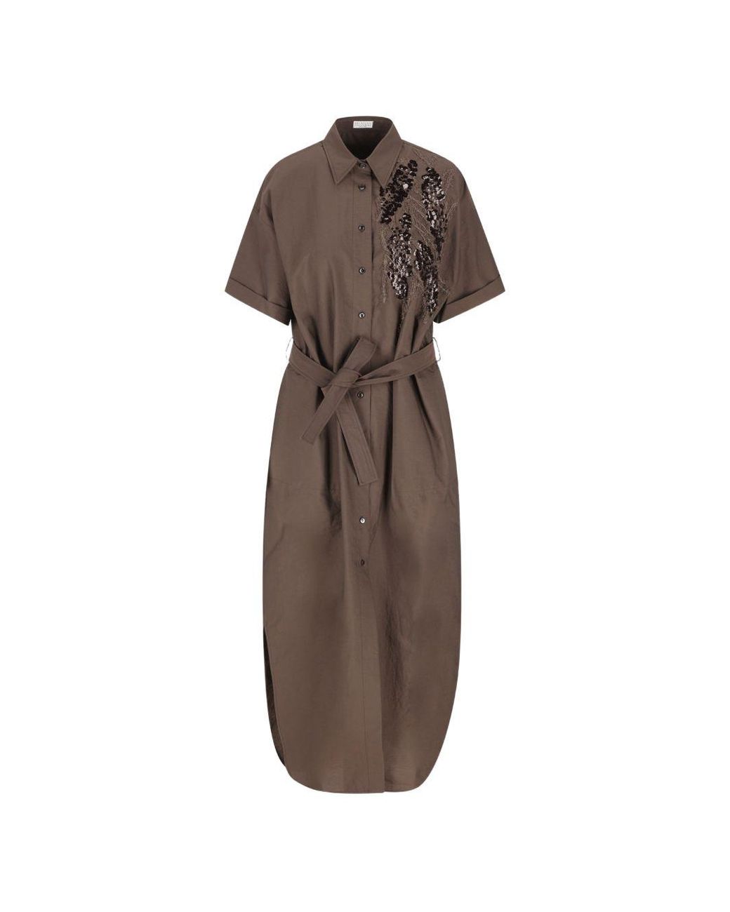 Brunello Cucinelli Brown Cotton Long Dress