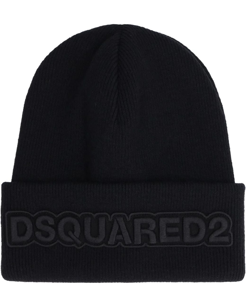 DSquared² Black Wool Beanie Hat for men