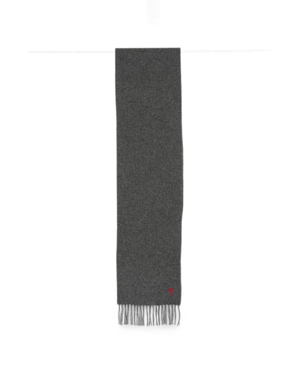 AMI Gray Ami De Coeur Wool Scarf