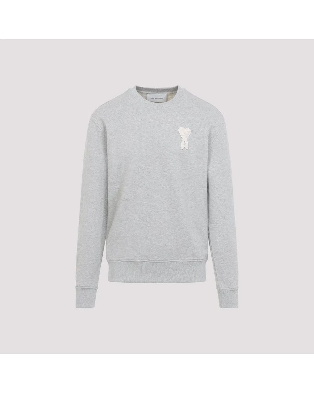 AMI Gray Classic Fit Crewneck Sweater For for men