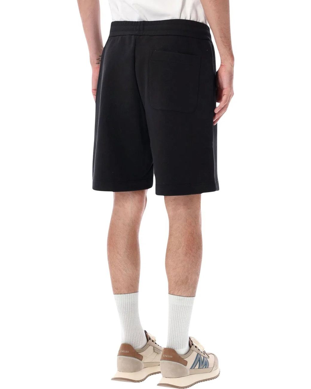 Moncler Black Cotton Sweat Shorts for men