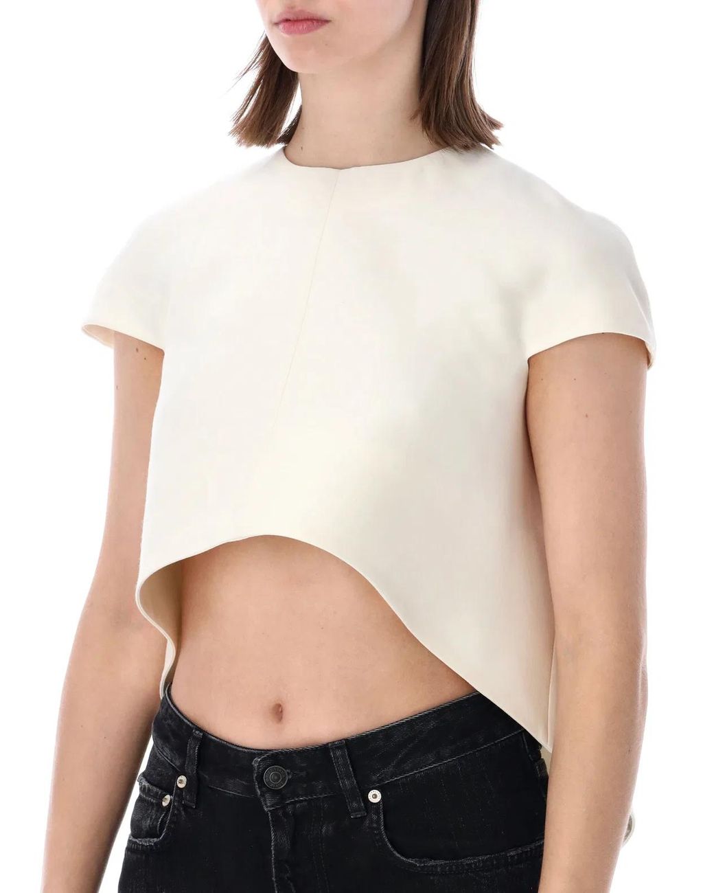 Balenciaga Black Asymmetric Cropped Top