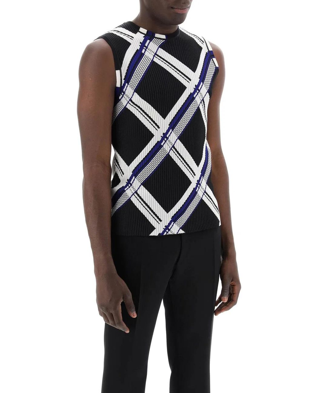 Burberry Blue Check Silk Top for men