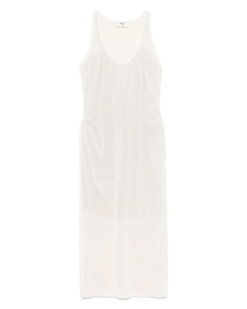 Fendi Cream Mesh Dress in White | Lyst UK