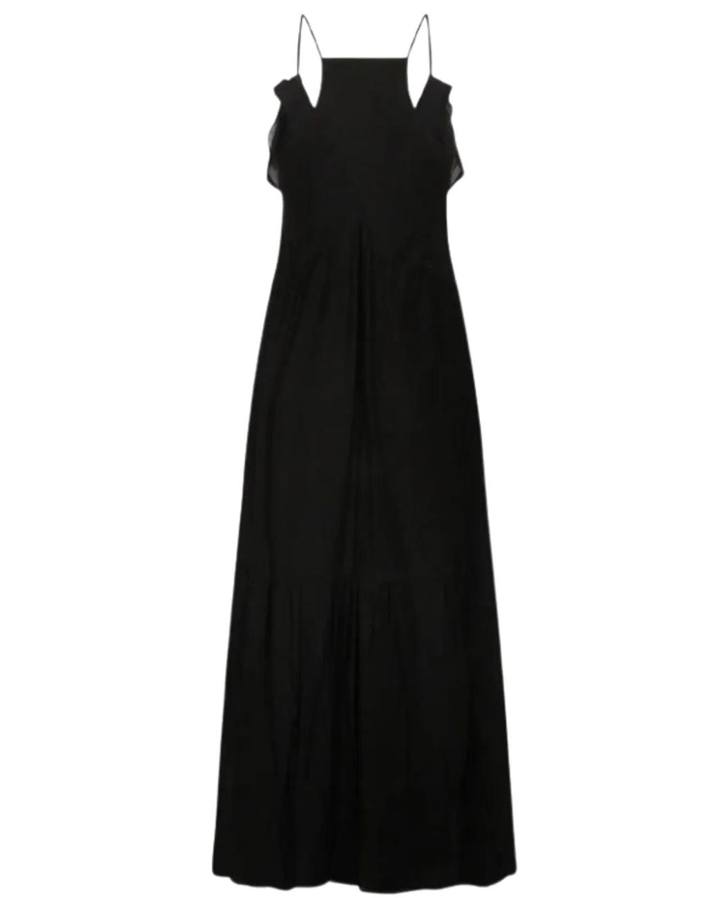 Isabel Marant Black Ruffled V Neck Dress