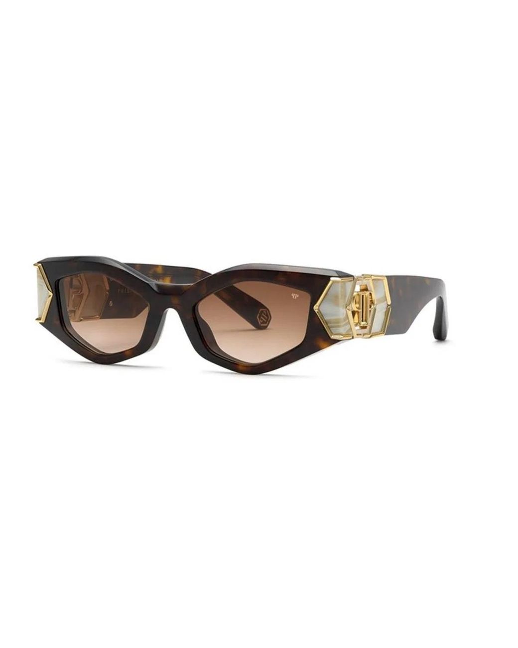 Philipp Plein Brown Acetate+Metal Sunglasses