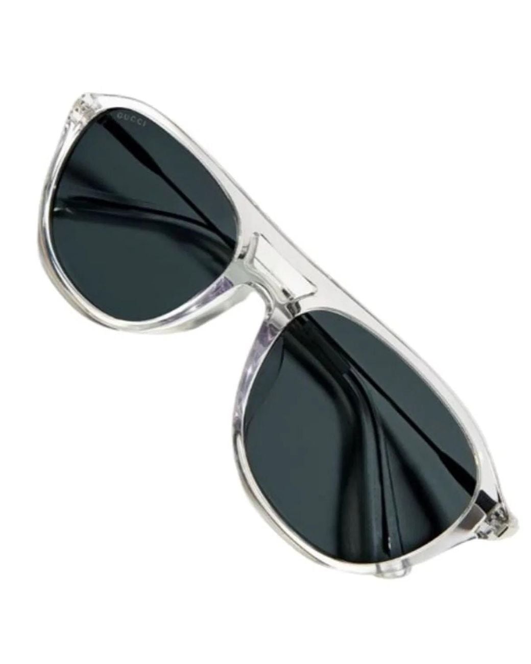 Gucci White Clear Frame Retro Sunglasses