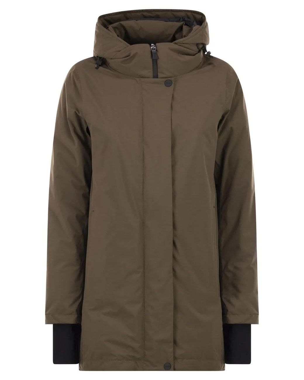 Herno Green A-Shaped Down Jacket With Hood, 2 Layers