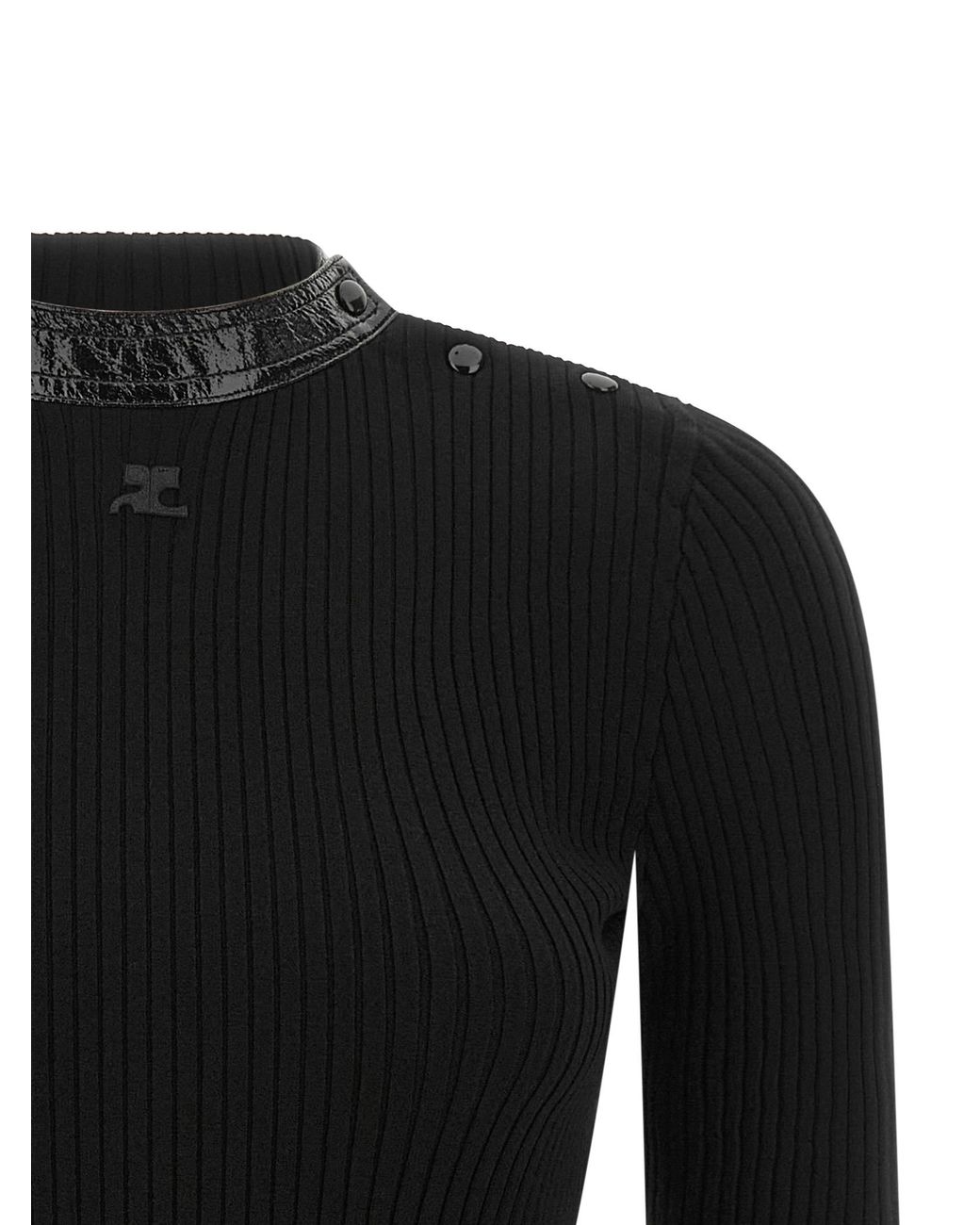 Courreges Black Vinyl Collar Sweater