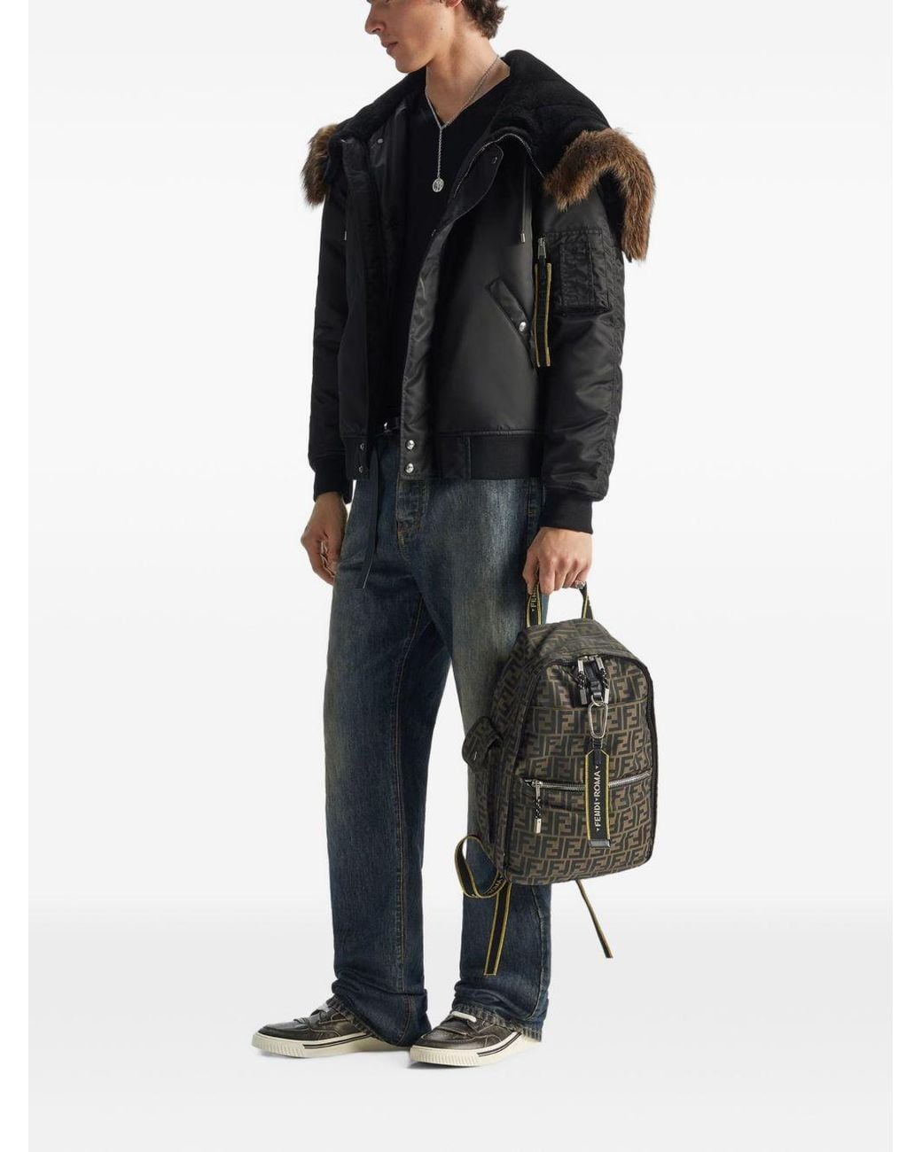 Fendi Black Superlight Ff Zucca Technical Fabric Backpack for men