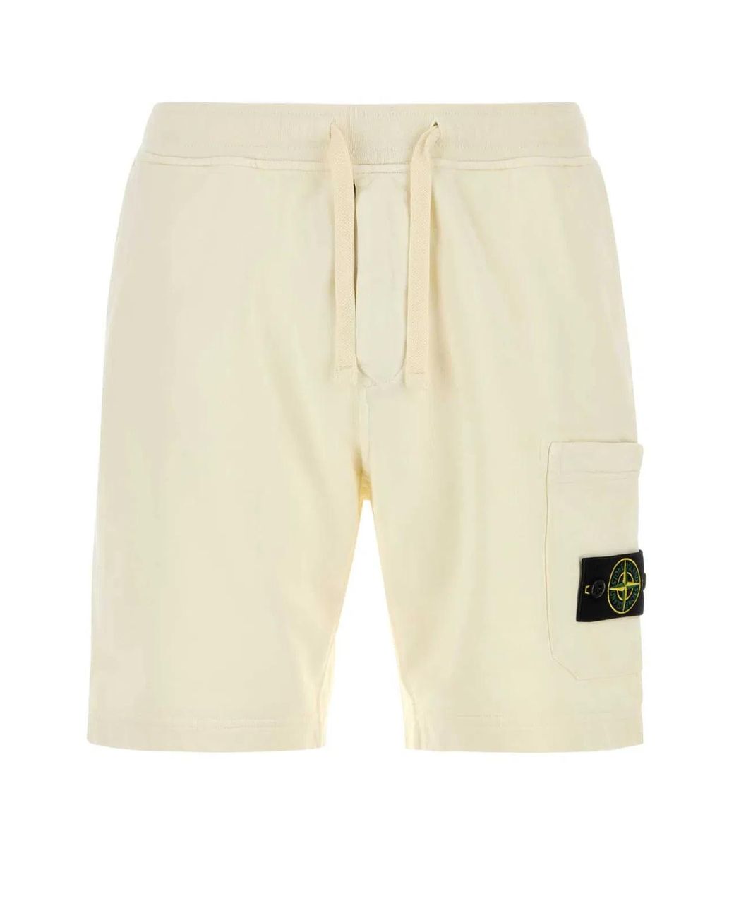 Stone Island Natural Ivory Cotton Bermuda Shorts for men