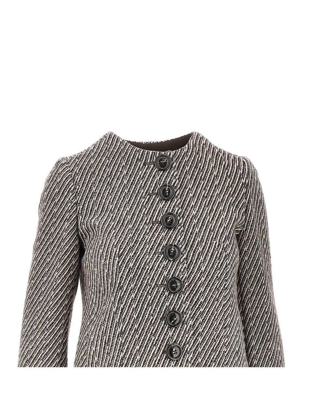 Emporio Armani Gray Diagonal Striped Wool-Blend Jacket