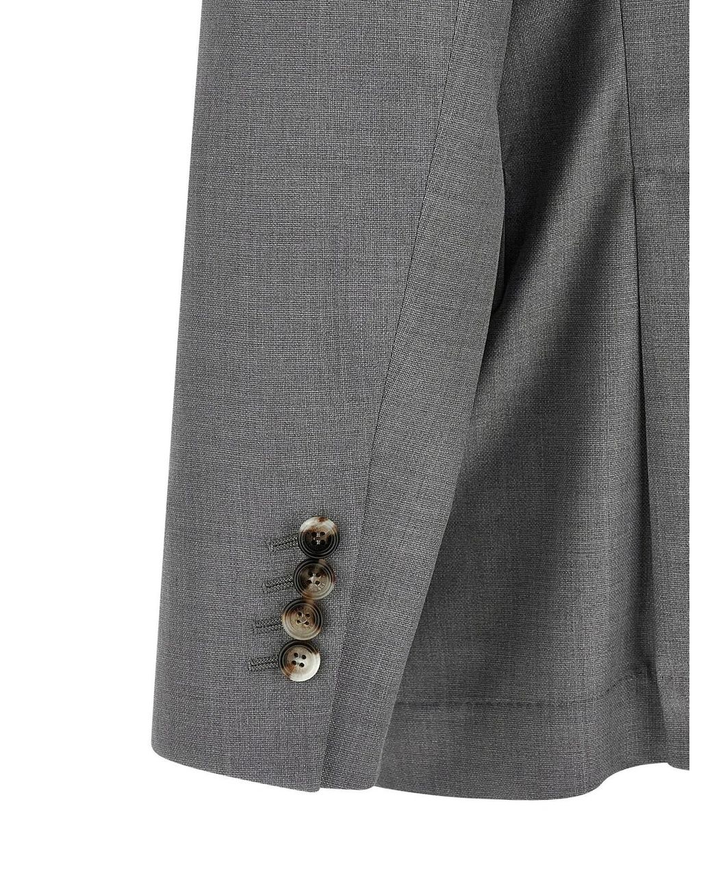 Brunello Cucinelli Gray Hopsack Blazer for men