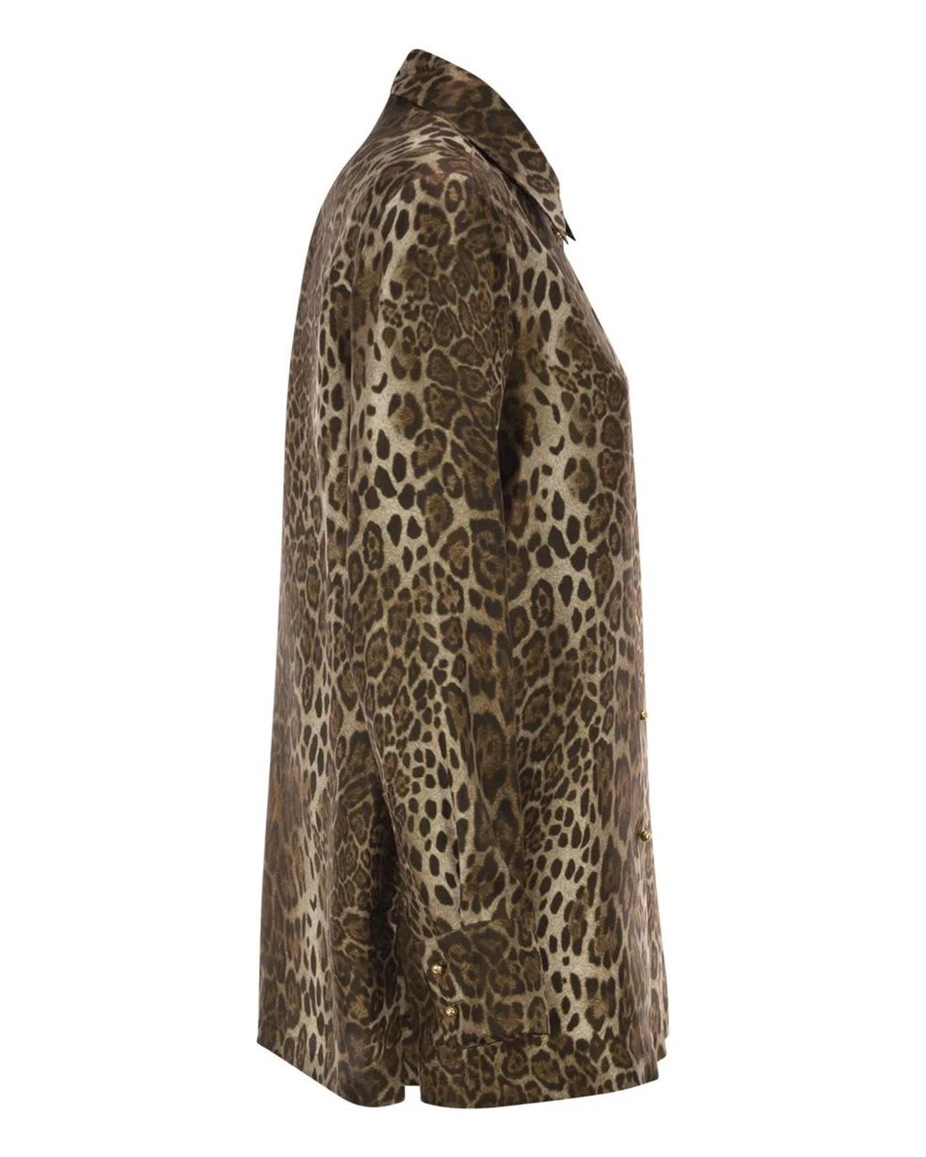 Max Mara Brown Mstaffari – Pure Silk Animal-Print Shirt